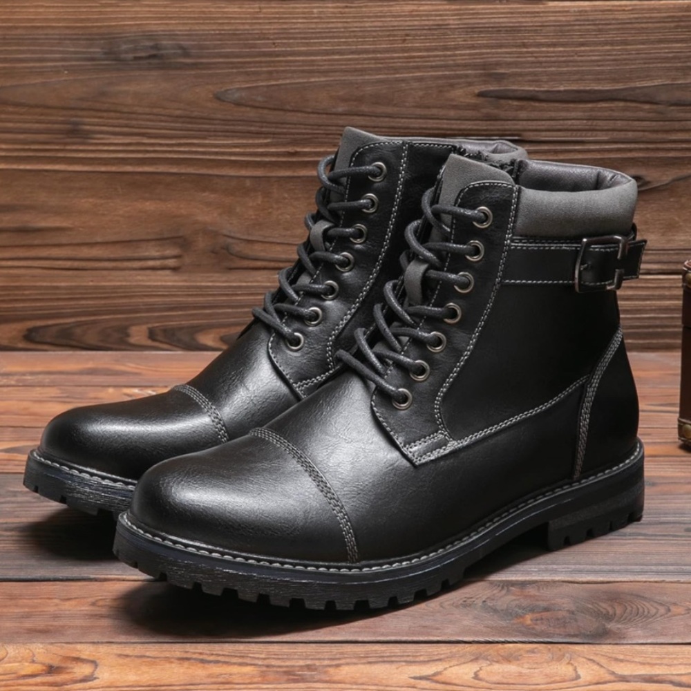Mens classic motorcycle boot look side zipper  size 13 mens classic black